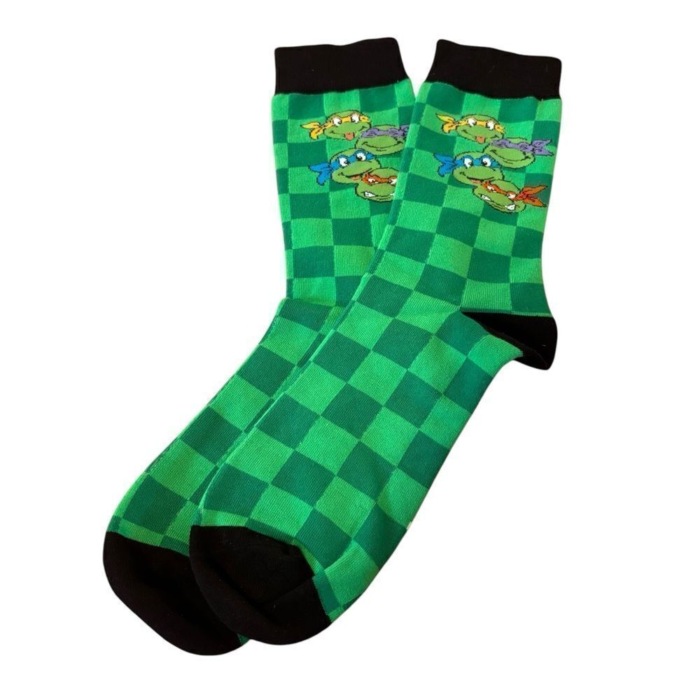 Teenage Mutant Ninja Turtles Green Checkered Socks